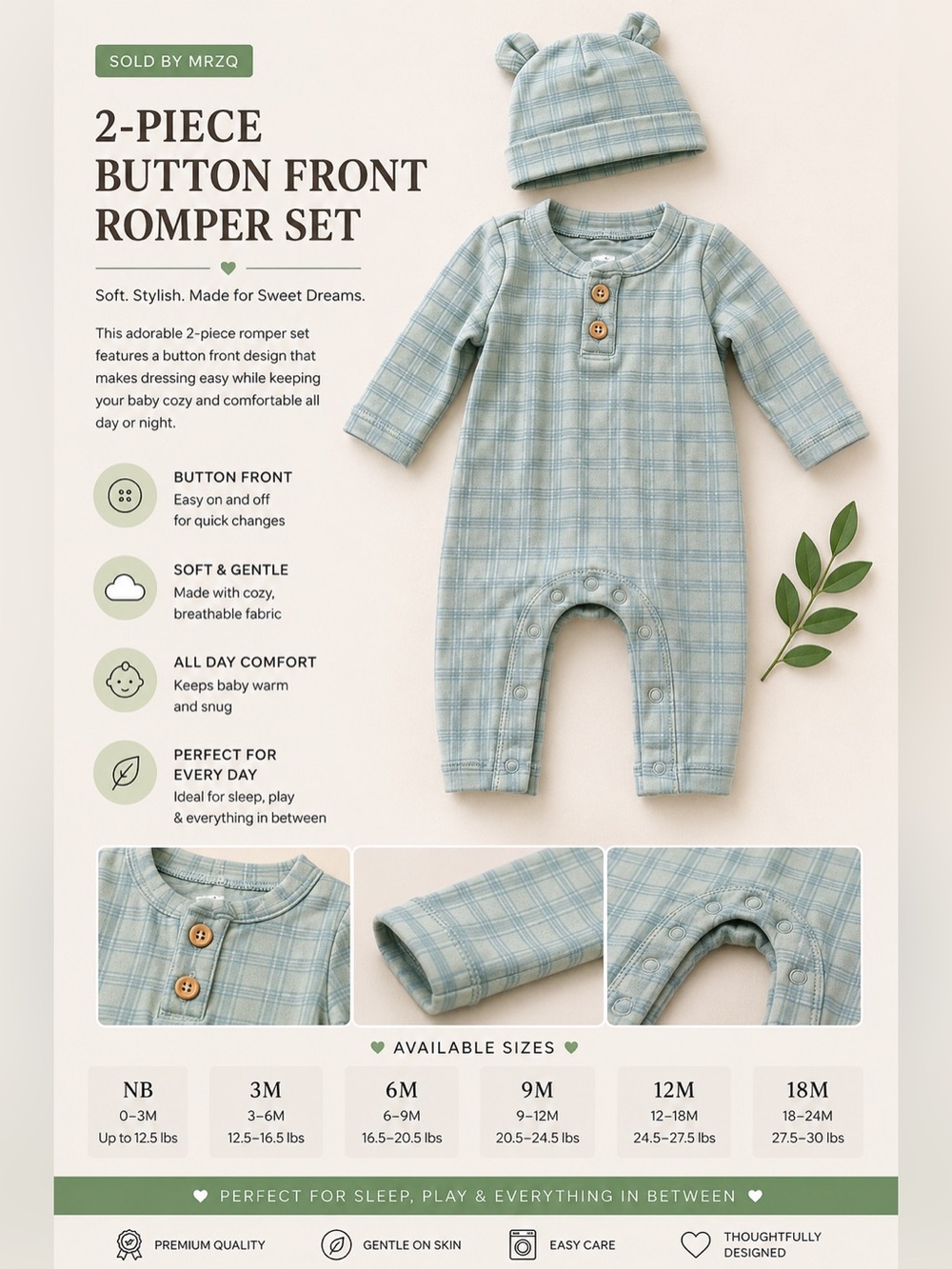 cloud island Light Blue Baby Romper Set